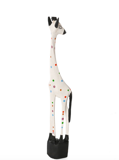 White Jacaranda Giraffe with Rainbow Dots from Kenya
