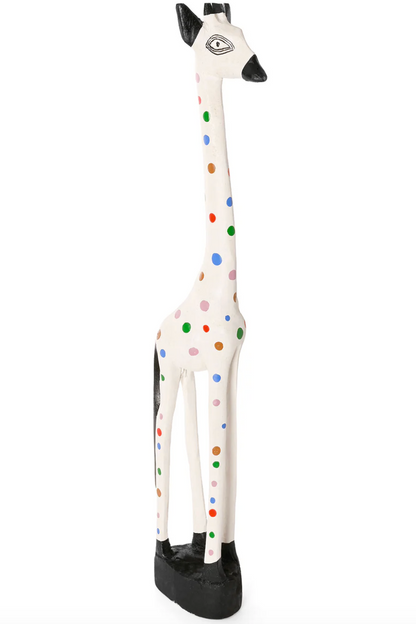White Jacaranda Giraffe with Rainbow Dots from Kenya