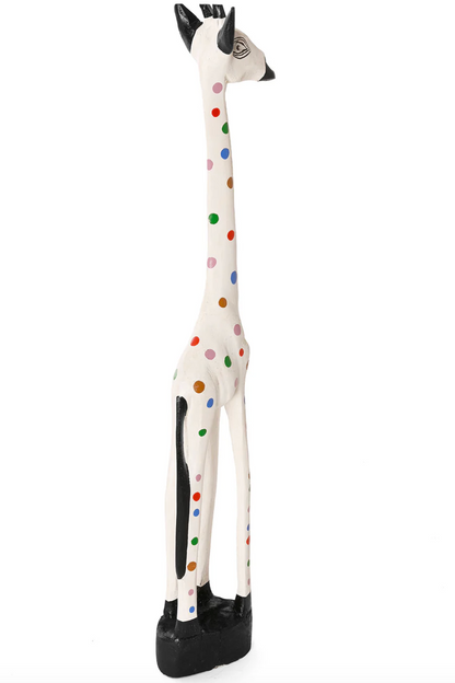White Jacaranda Giraffe with Rainbow Dots from Kenya