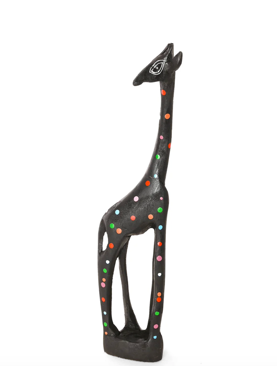 Black Jacaranda Giraffe with Rainbow Dots from Kenya