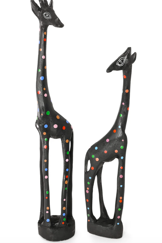 Black Jacaranda Giraffe with Rainbow Dots from Kenya