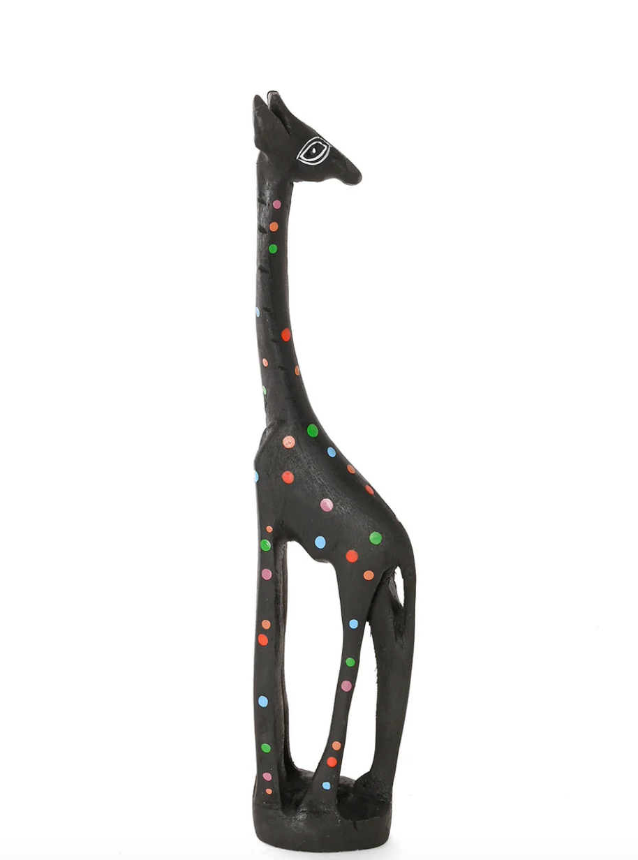 Black Jacaranda Giraffe with Rainbow Dots from Kenya