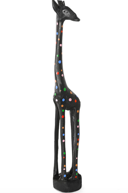 Black Jacaranda Giraffe with Rainbow Dots from Kenya