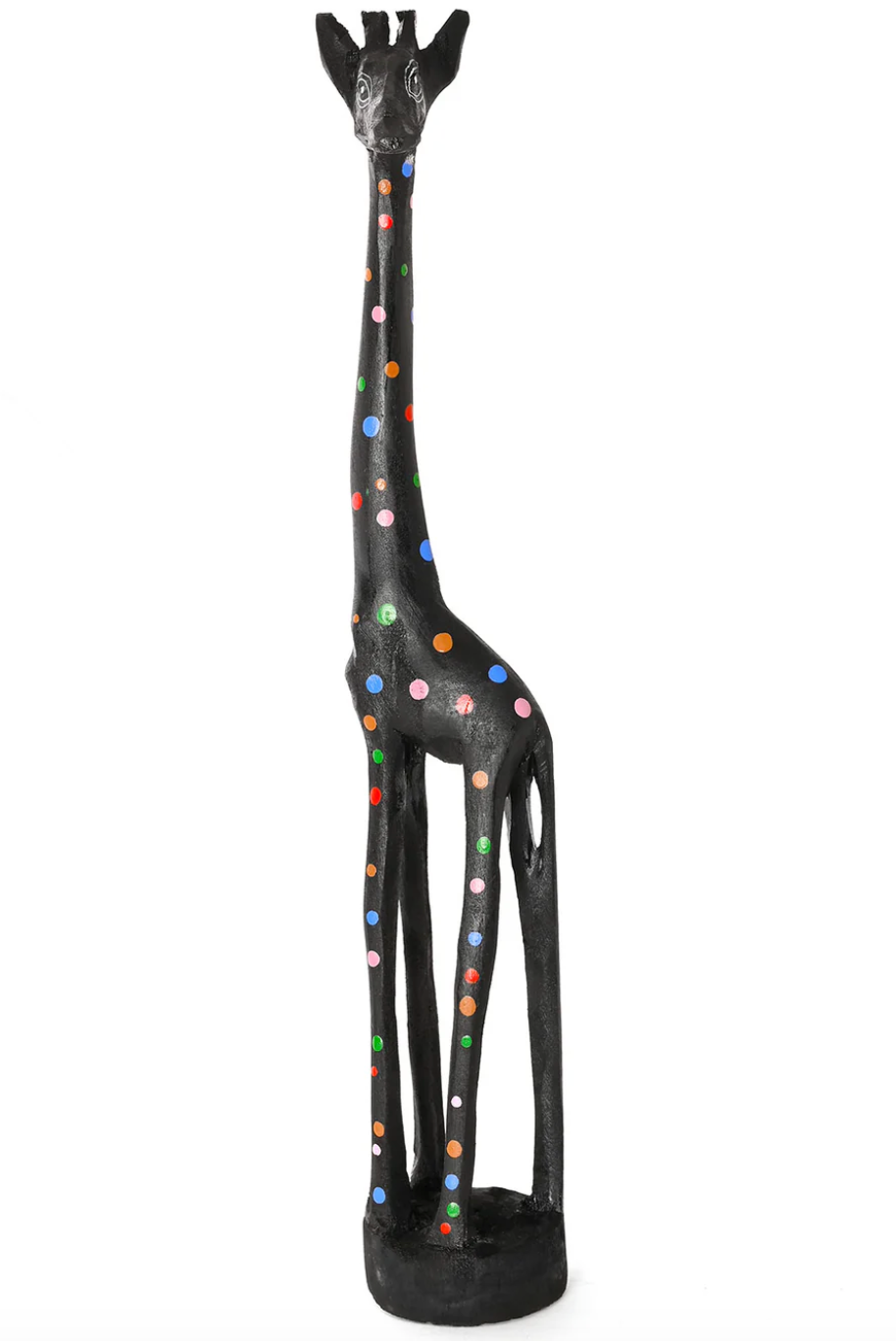 Black Jacaranda Giraffe with Rainbow Dots from Kenya