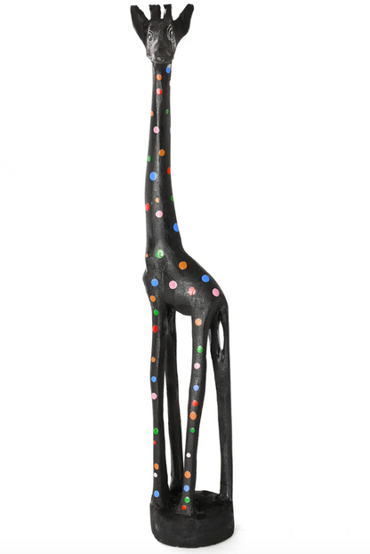 Black Jacaranda Giraffe with Rainbow Dots from Kenya