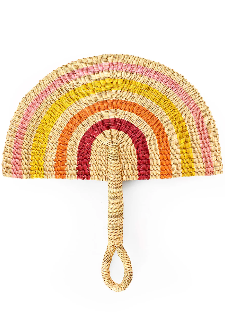 Sunset Half Moon Hand Fan from Ghana