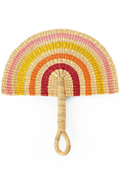 Sunset Half Moon Hand Fan from Ghana