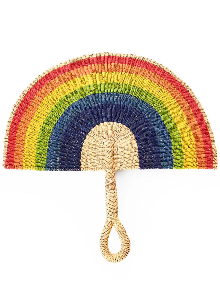 Rainbow Half Moon Hand Fan from Ghana