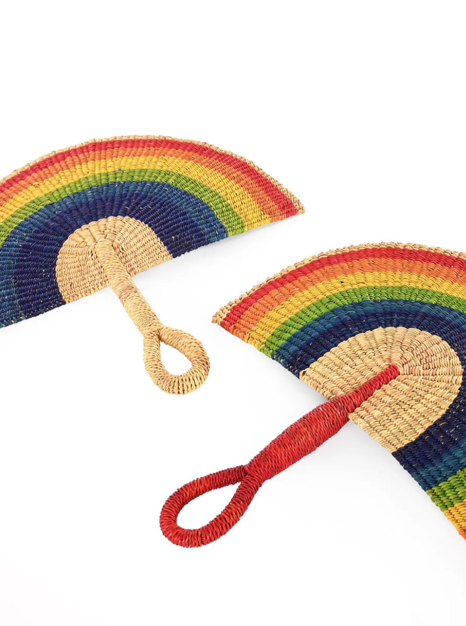 Rainbow Half Moon Hand Fan from Ghana