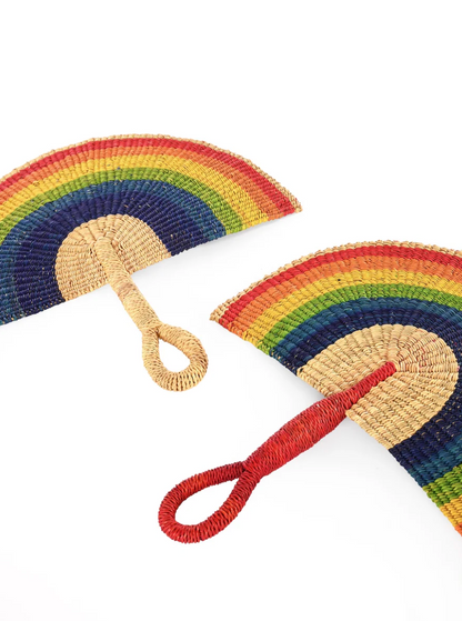 Rainbow Half Moon Hand Fan from Ghana