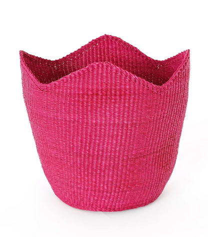 Pink Elephant Grass Tulip Basket from Ghana