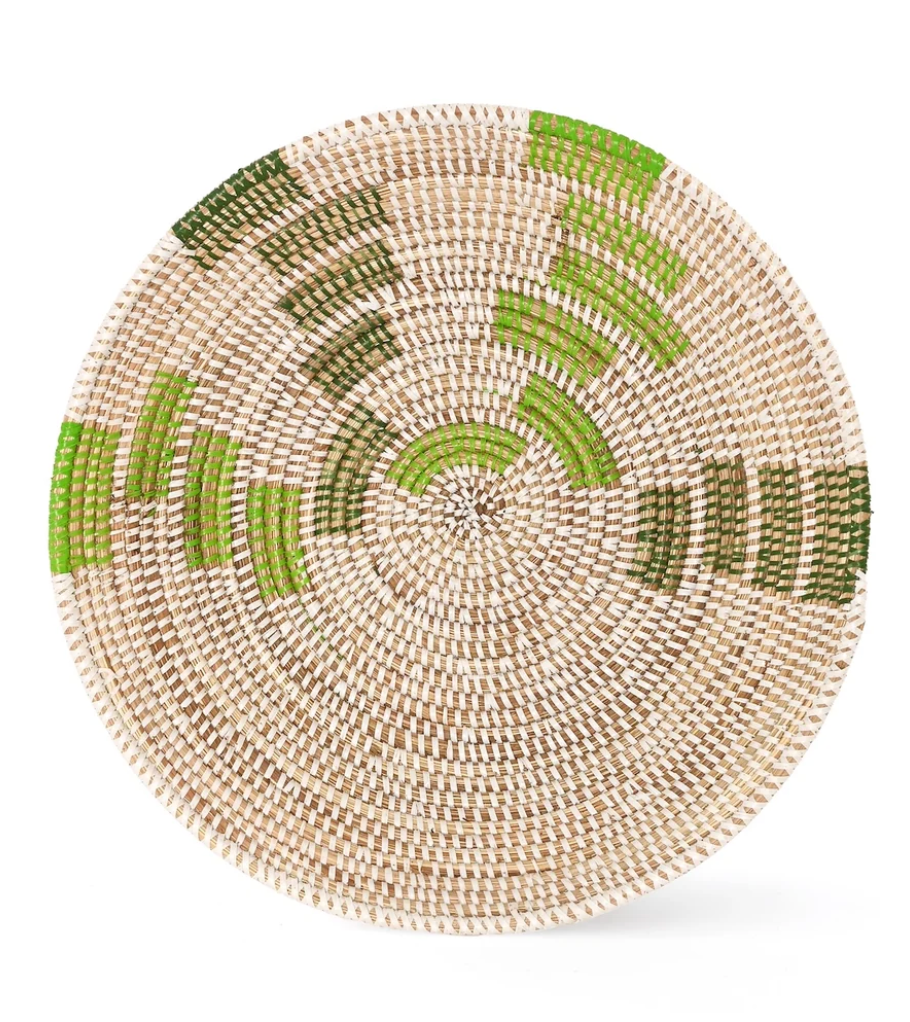 Green and Brown Squared Tabletop Basket from Senegal