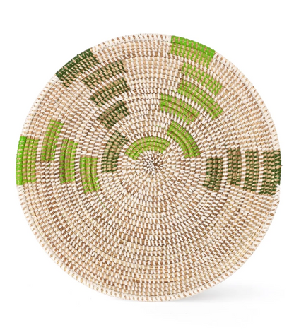 Green and Brown Squared Tabletop Basket from Senegal