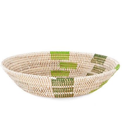 Green and Brown Squared Tabletop Basket from Senegal