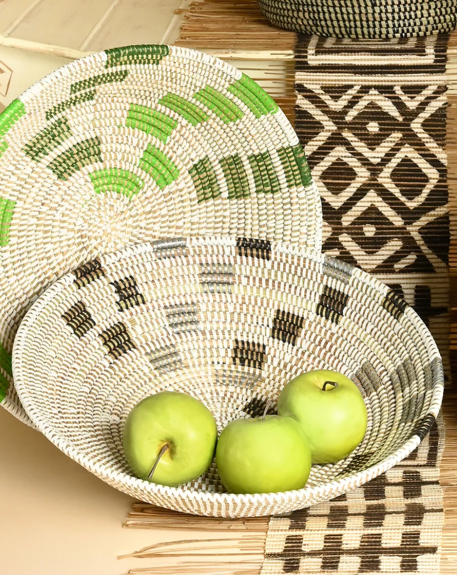 Black and Silver Squared Tabletop Basket from Senegal