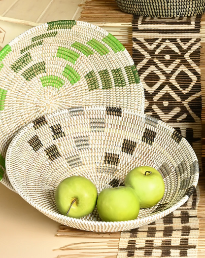 Black and Silver Squared Tabletop Basket from Senegal