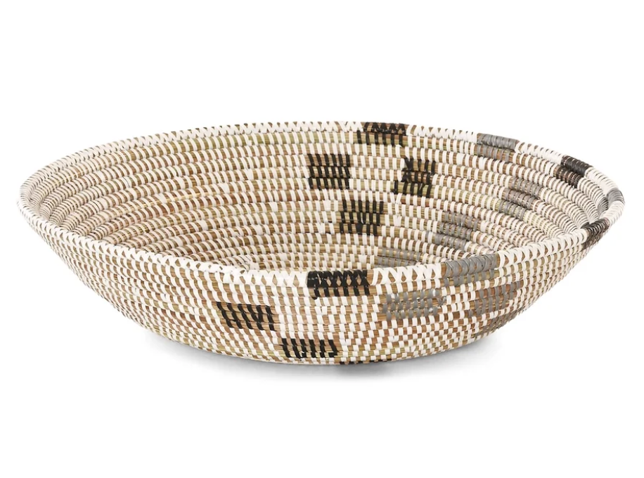 Black and Silver Squared Tabletop Basket from Senegal