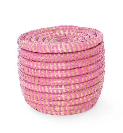 Mini Pink Flat Top Trinket Basket from Senegal