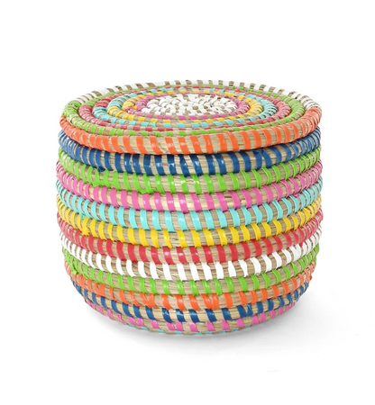 Mini Rainbow Flat Top Trinket Basket from Senegal