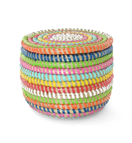 Mini Rainbow Flat Top Trinket Basket from Senegal