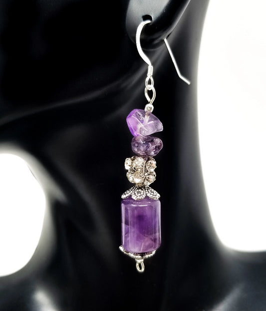 'Shauku' Amethyst Earrings with Crystal Accents
