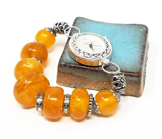 'Zuri' Amber Beaded Watch