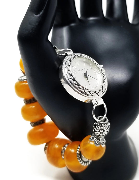 'Zuri' Amber Beaded Watch