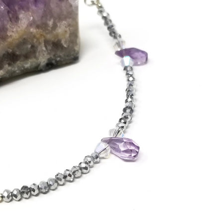 'Laini' Crystal Anklet in Purple