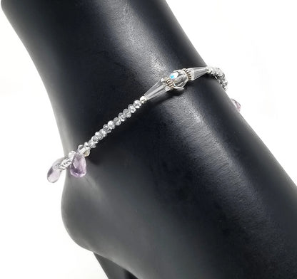 'Laini' Crystal Anklet in Purple