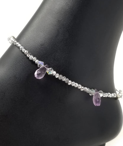 'Laini' Crystal Anklet in Purple