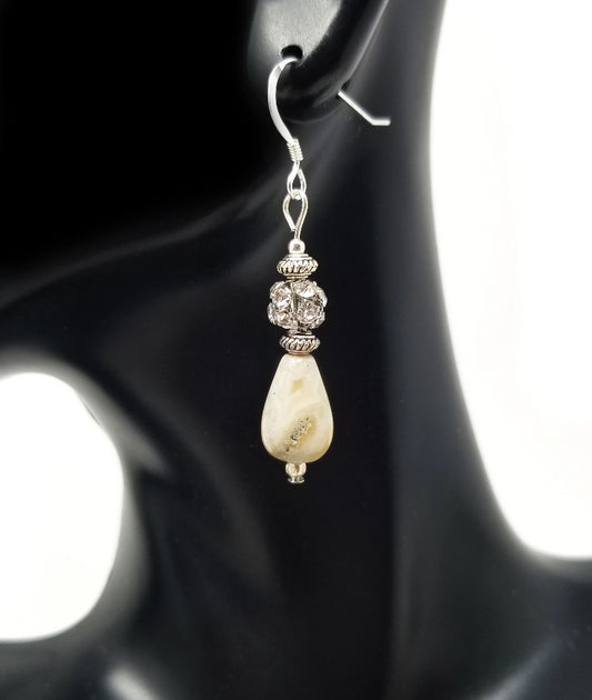 'Taraji' Natural Stone Earrings with Crystal Accents