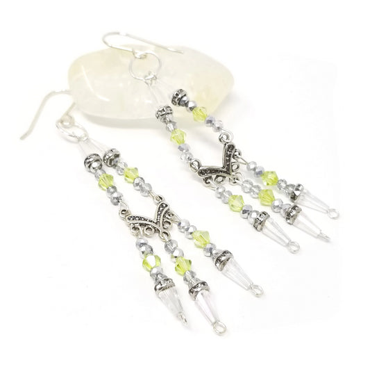 'Mandere' Crystal Chandelier Earrings in Green