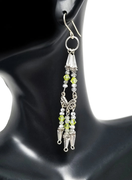 'Mandere' Crystal Chandelier Earrings in Green