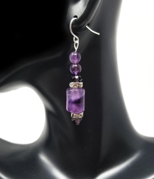 'Nichelle' Amethyst Earrings with Crystal Accents