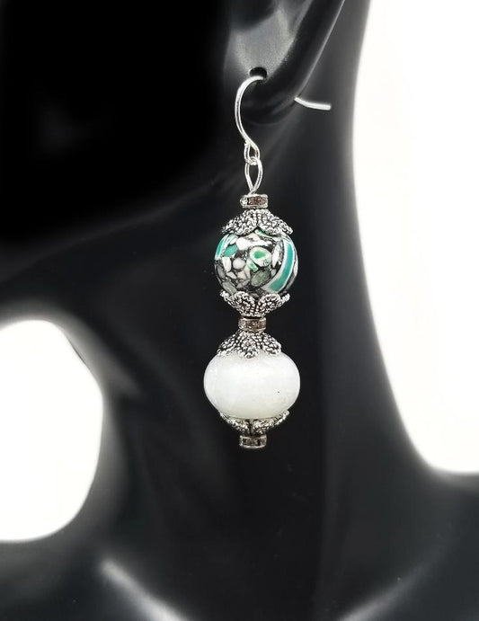 'Saidi' Mosaic Jasper Earrings with Crystal Accents