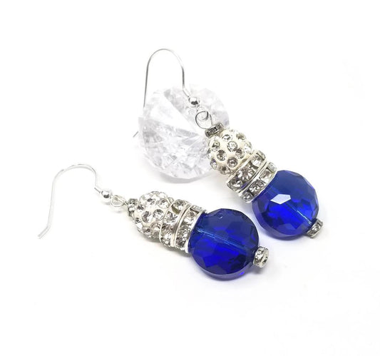 blue sapphire crystal dangle earrings for women