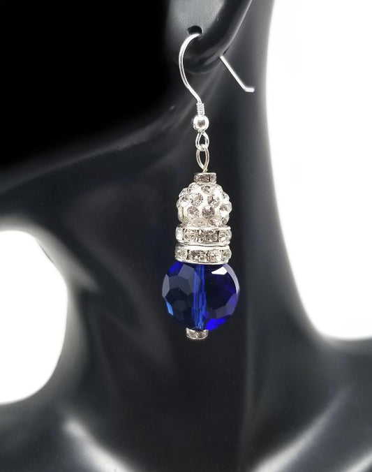 blue sapphire crystal dangle earrings for women