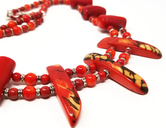 'Marijani' Red Coral Statement Necklace