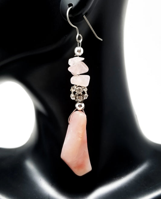 'Kike' Rose Quartz Crystal Earrings