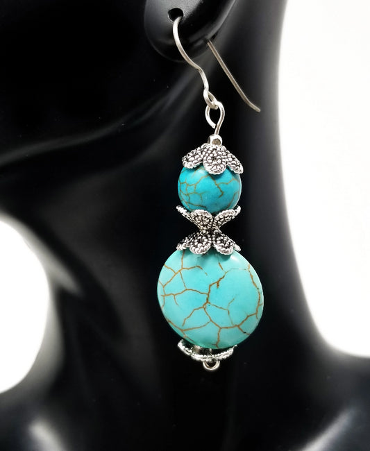 'Shwari' Turquoise-dyed Howlite Earrings